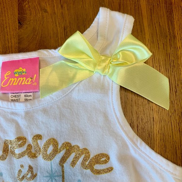 EMMA WIGGLE The Wiggles Girls Tank Top 4 4T Yellow Wiggle Gold Sparkle Top HTF - Picture 4 of 6